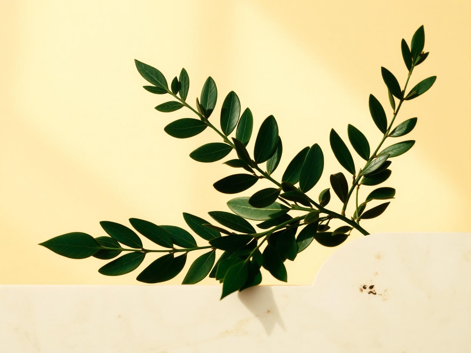 Laurel branches in warm golden light